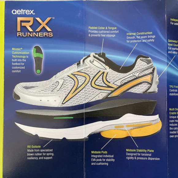 Aetrex Mens RX Runner Wide Width Silver/Orange - Picture 6 of 7